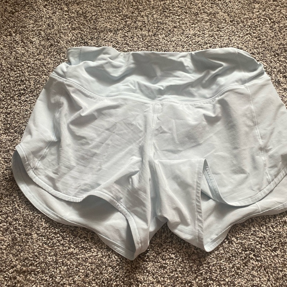 Light blue Lululemon speed up shorts